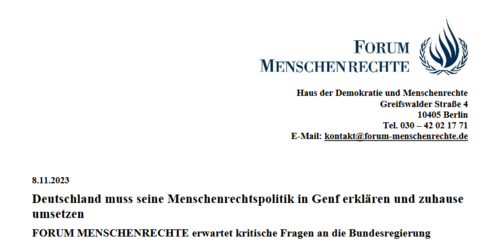Pressemitteilung FORUM MENSCHENRECHTE