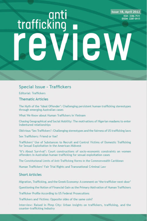 Cover Anti-Trafficking Review No. 18 Special Issue - Traffickers Cover Anti-Trafficking Review No. 18 Special Issue - Traffickers