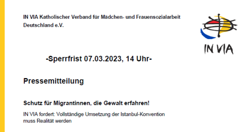 Pressemitteilung IN VIA zum Internationalen Frauentag 2023