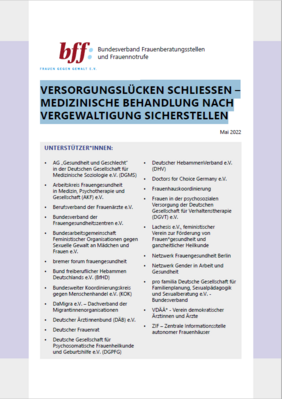 bff-Forderungspapier: Versorgungslücken schließen - medizinische Behandlung nach Gewalt sicherstellen