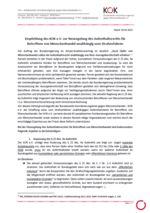Empfehlung des KOK e.V. zur Neuregelung des Aufenthaltsrechts für Betroffene von Menschenhandel unabhängig vom Strafverfahren