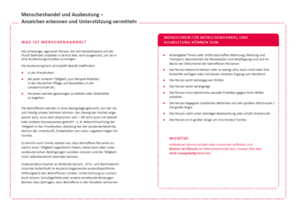 KOK Factsheet Menschenhandel und Ausbeutung erkennen