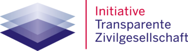 Logo der Initiative Transparente Zivilgesellschaft: drei transparente, übereinanderliegende Quadrate in Blautönen, daneben der Schriftzug Initiative Transparente Zivilgesellschaft